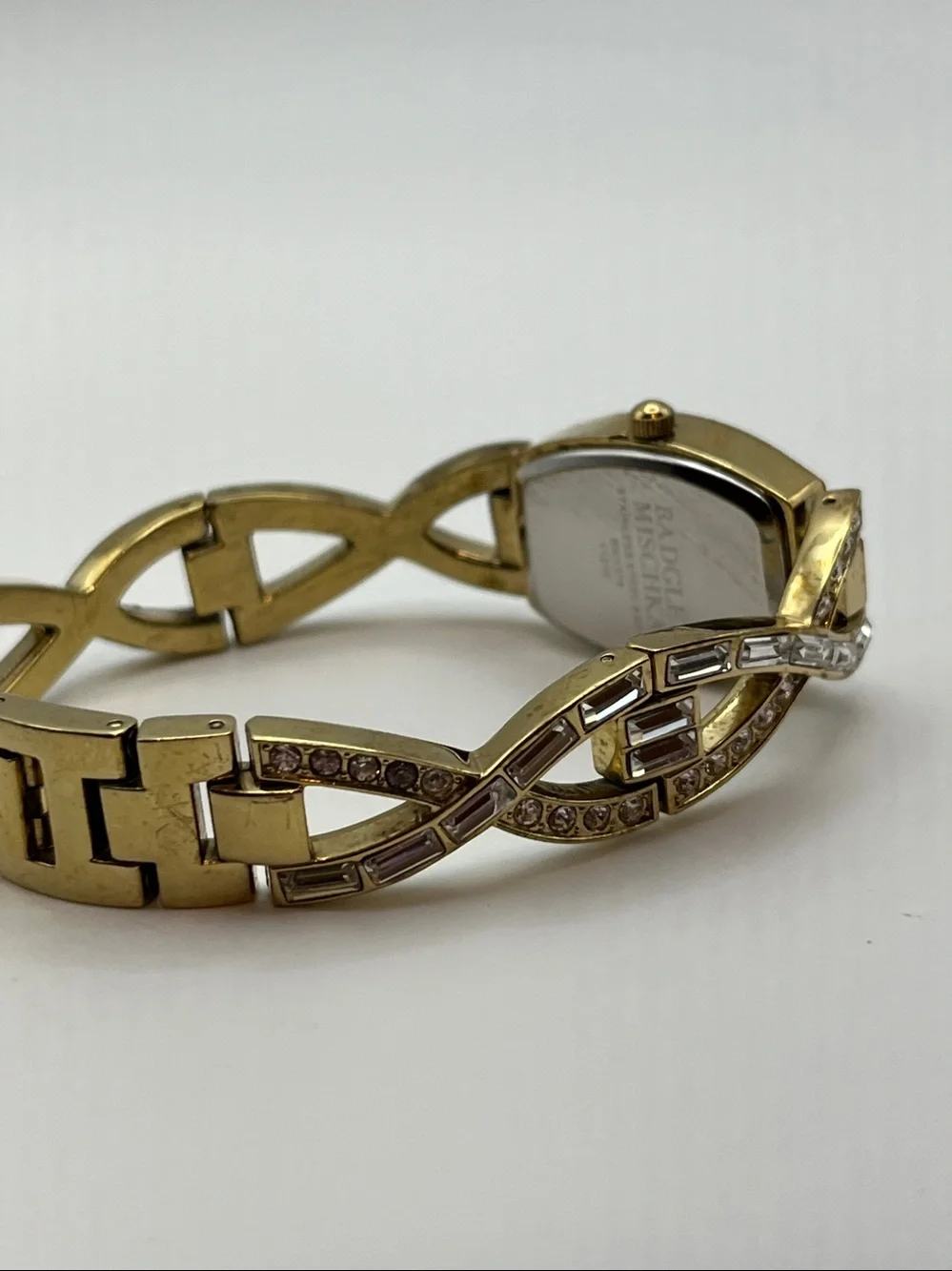 Badgley Mischka Gold Crystal-Accented Women's Bracelet Watch